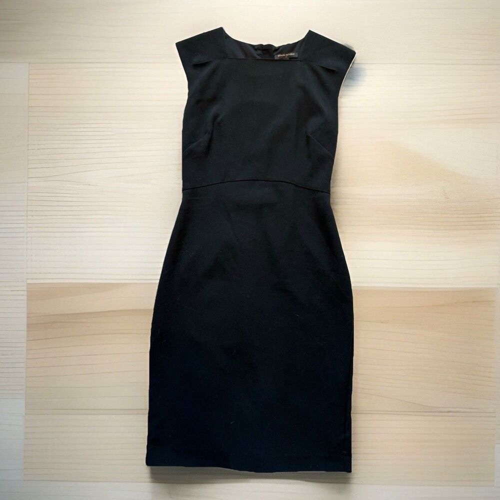 Banana Republic Black Sheath Dress Size 6 Business Square Neck Knee Length